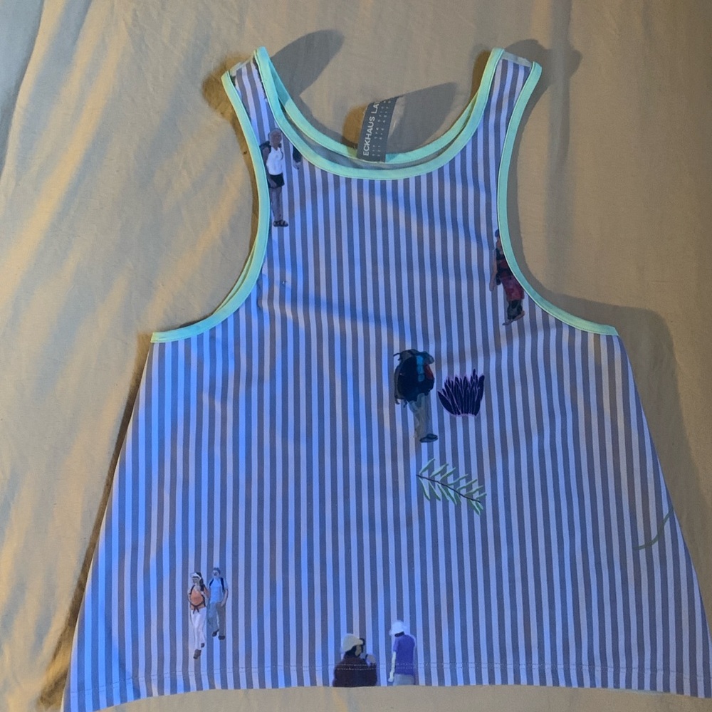 Eckhaus Latta Mesh Tank Top - Soft green with stripes